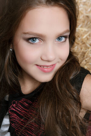 Pretty smiling girl portraite in studioの写真素材