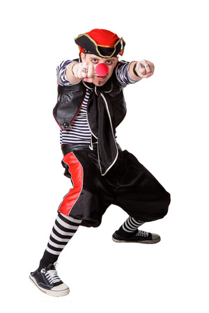 Clown in a pirate suit isolated on a white backgroundの写真素材