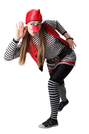 Clown in a pirate suit isolated on a white backgroundの写真素材