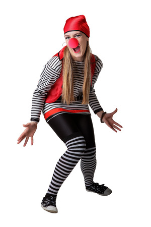 Clown in a pirate suit isolated on a white backgroundの写真素材