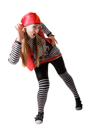 Actor in a pirate suit isolated on a white background の写真素材