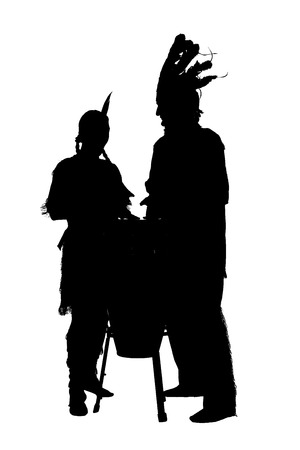 Red indians silhouetteの写真素材
