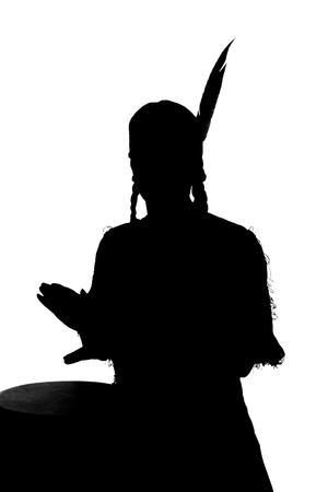 Red indian silhouetteの写真素材