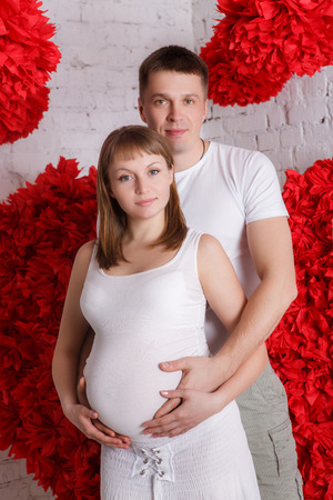 pregnant women with husbandの写真素材