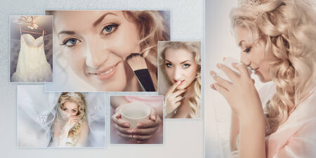 Portrait of the bride during preparation for wedding ceremony の写真素材