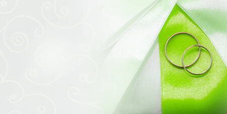 Two weddings rings on a background a fabricの写真素材