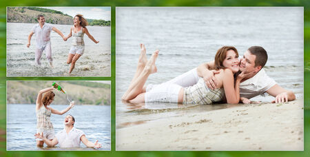 Collage - a loving couple on a beachの写真素材