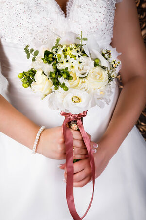 Wedding bouquet in brideの写真素材