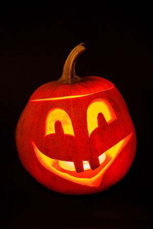 halloween pumpkin on black backgroundの写真素材