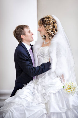 groom and the bride during walk in their wedding dayの写真素材