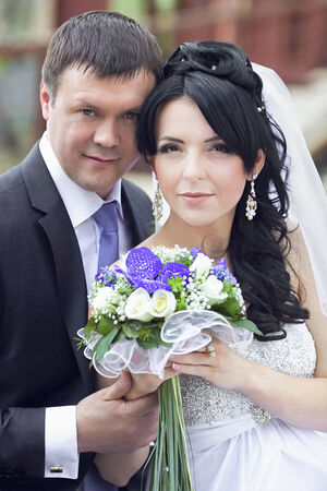groom and the bride during walk in their wedding dayの写真素材