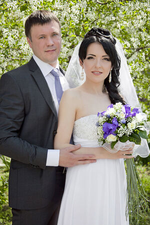 groom and the bride during walk in their wedding dayの写真素材