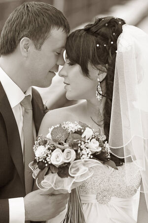 groom and the bride during walk in their wedding dayの写真素材