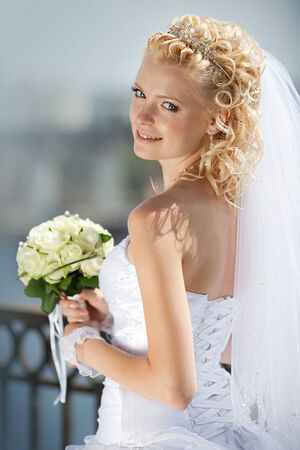 Portrait of beautiful brideの写真素材