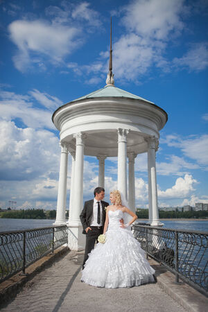 The groom and the bride in their wedding dayの写真素材