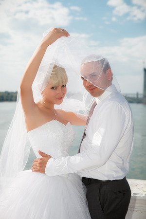 groom and the bride in their wedding dayの写真素材