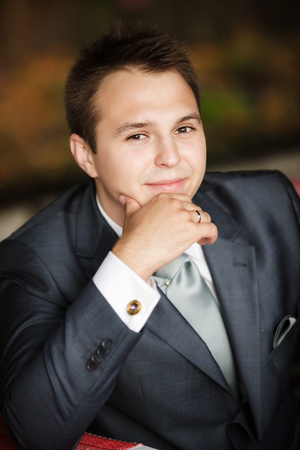 young business man on a deskの写真素材