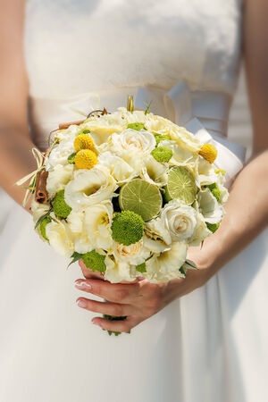Wedding bouquet in bride's handsの写真素材