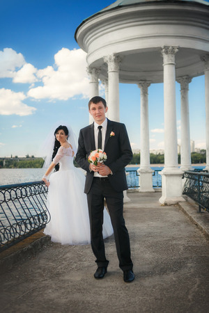groom and the bride in their wedding dayの写真素材