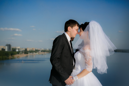 groom and the bride in their wedding dayの写真素材