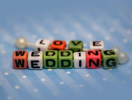 Word wedding and loveの写真素材