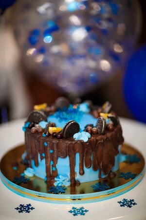 blue chocolate cakeの写真素材