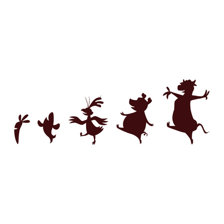 Animals Carrot Marching Dancing Silhouetteのイラスト素材