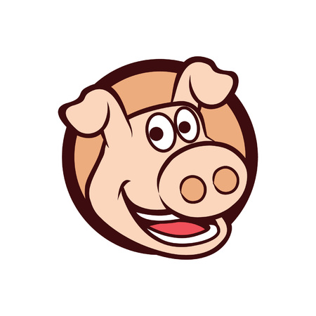pig head cartoon mascot vector illustrationのイラスト素材