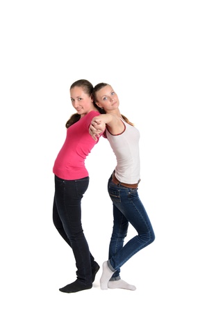 two girls rehearse the balletの写真素材