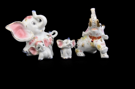 porcelain elephant on a black backgroundの写真素材