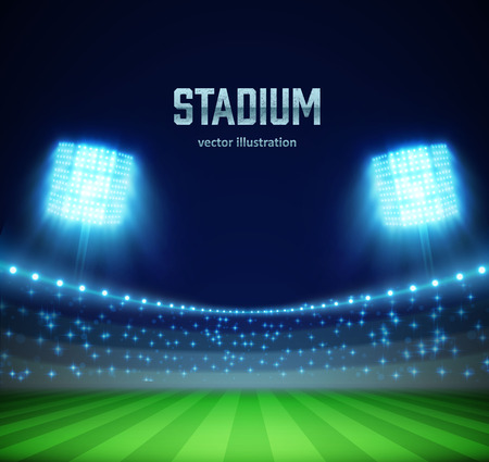Illustartion of stadium with lights and tribunes のイラスト素材