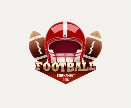 Illustartion of american football lable with realistic objectsのイラスト素材