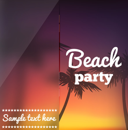 illustration of Beach party flyer with blur evening backgroundのイラスト素材