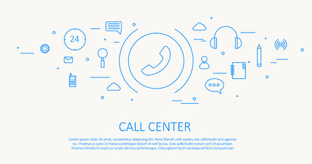 Illustartion of CALL CENTER FLAT THIN DESIGNのイラスト素材