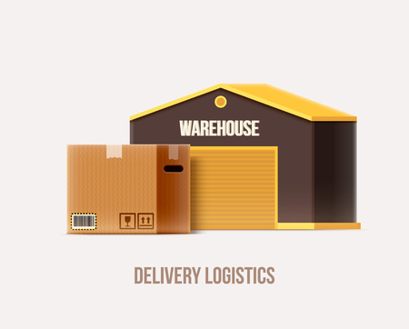 vector illustration of warehouse logistics delivey theme objects iolated on whiteのイラスト素材