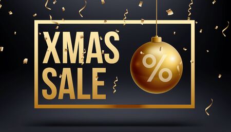 vector illustration of vector illustration of merry christmas 2017 gold and black collors place for text christmas ballsのイラスト素材