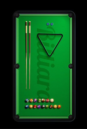 billiard table top view balls sport themeのイラスト素材