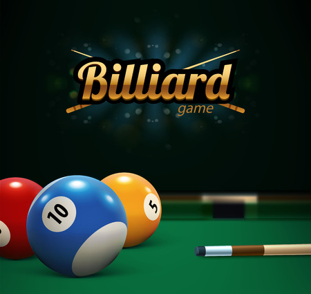 Billiard table front view balls sport themeのイラスト素材