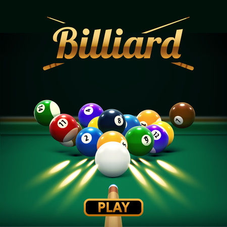 billiard table front view balls sport themeのイラスト素材