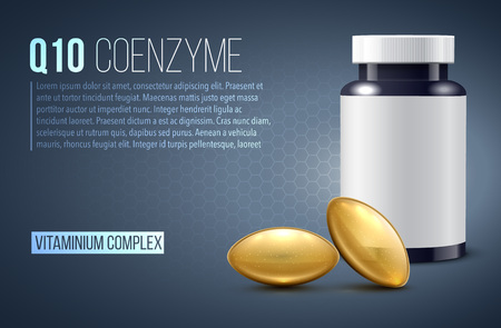 Q10 oil drop tablet capsule whit dna realistic 3d objectのイラスト素材