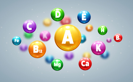 Vector illustration of vitamins colorful balls.のイラスト素材