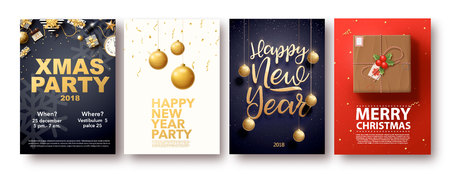 happy new year 2018 gold and black colors place for text chrisのイラスト素材