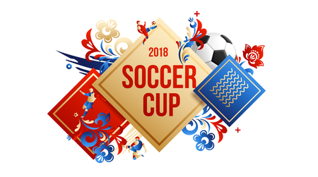 Football background place for text 2018 icons lines flowersのイラスト素材