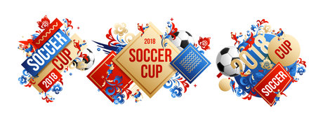 Football background place for text 2018 icons lines flowersのイラスト素材