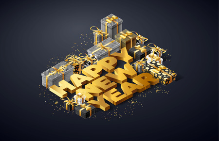 2019 gold objects presents place for textのイラスト素材