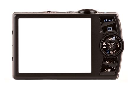 Compact digital camera rear view. Empty space for your picture or text.の写真素材