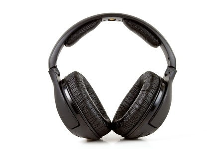 Wireless headphone isolated on whiteの写真素材