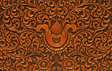 Beatifull carvings on old woodの写真素材