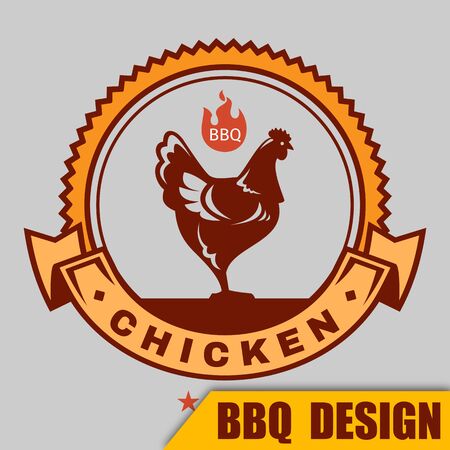 BBQ chicken icon on gray background, vector illustration.のイラスト素材