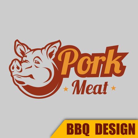 BBQ pork meat icon on gray background, vector illustration.のイラスト素材